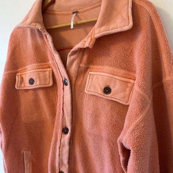 Free People x We The Free Ruby Fleece Shirt Jacket in Scarlett Ibis | Size Small - Picture 5 of 9